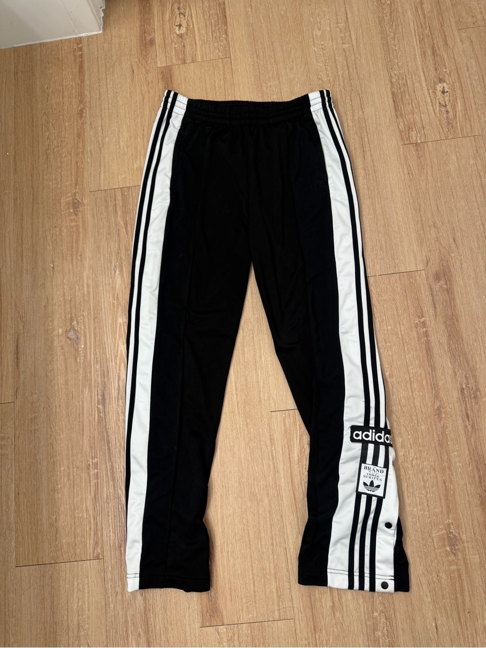 Adidas Black Track Pants with White snap Side